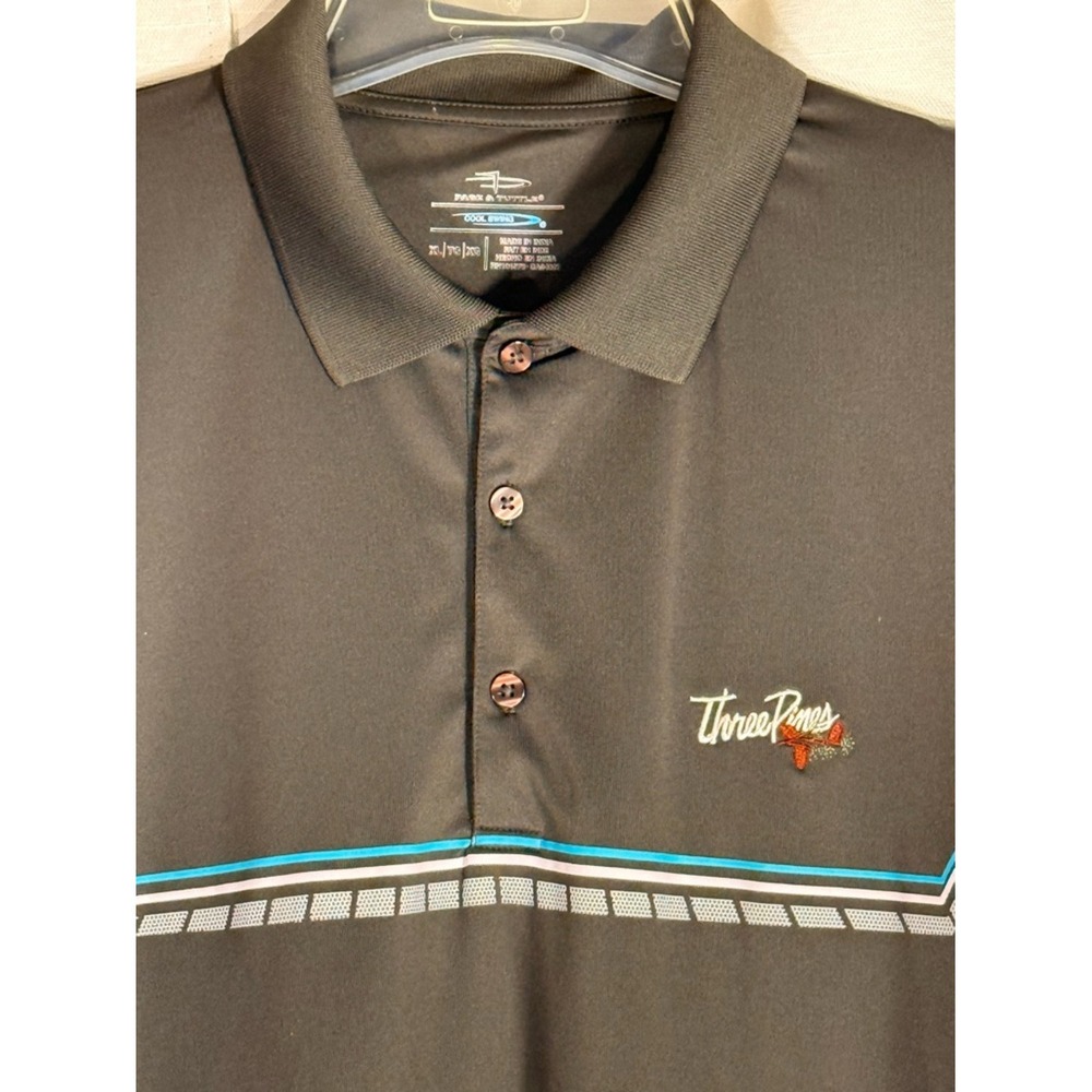 Page & Tuttle Men's XL green Polo Shirt Three Pines Golf Course Teal Accent